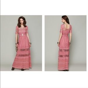 Free People mix in the crochet maxi. Dust rose